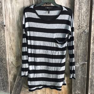 [BCBG] Long Sleeve Stretchy Stripe Shirt